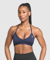 Minimal Halterneck Sports Bra Heavy Blue