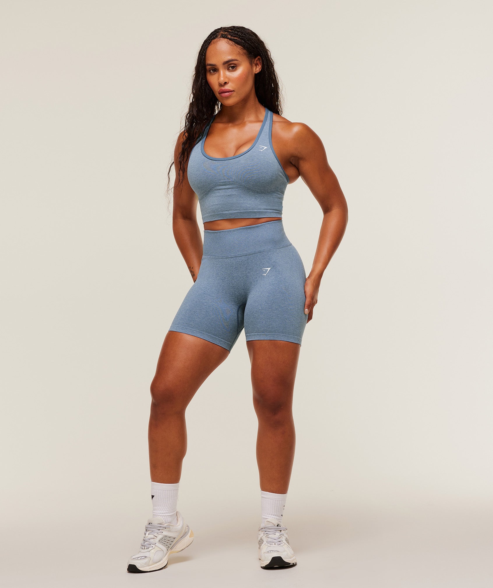 Lift Seamless Shorts Worn Blue/Peri Blue Marl