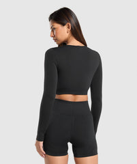 Everyday Seamless Long Sleeve Crop Top Black