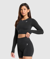 Everyday Seamless Long Sleeve Crop Top Black