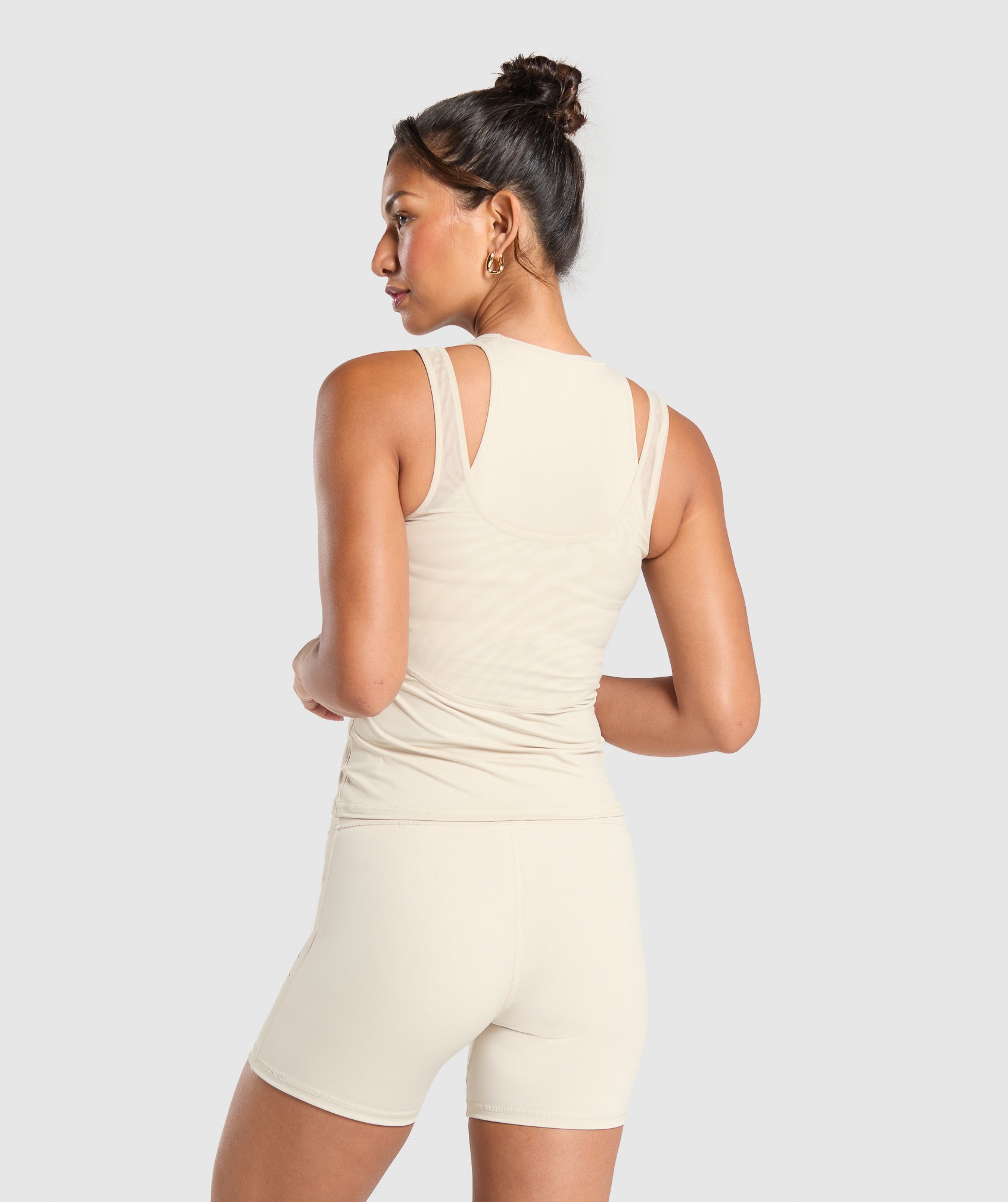 Elevate Tattoo Graphic Tank With Shelf Cream Beige