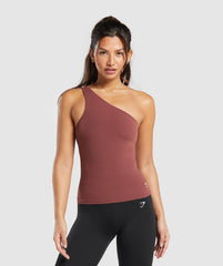 Asymmetric Shelf Tank Burgundy Brown