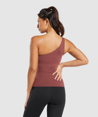 Asymmetric Shelf Tank Burgundy Brown