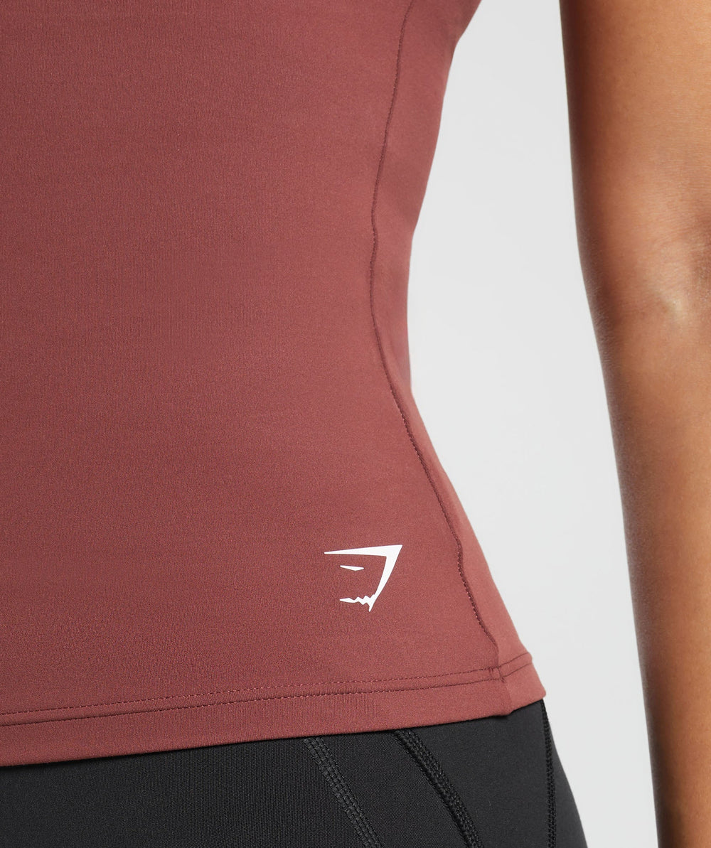 Asymmetric Shelf Tank Burgundy Brown