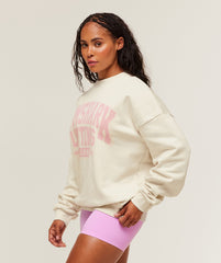Lifting Club Graphic Oversized Crew Neck Oat White