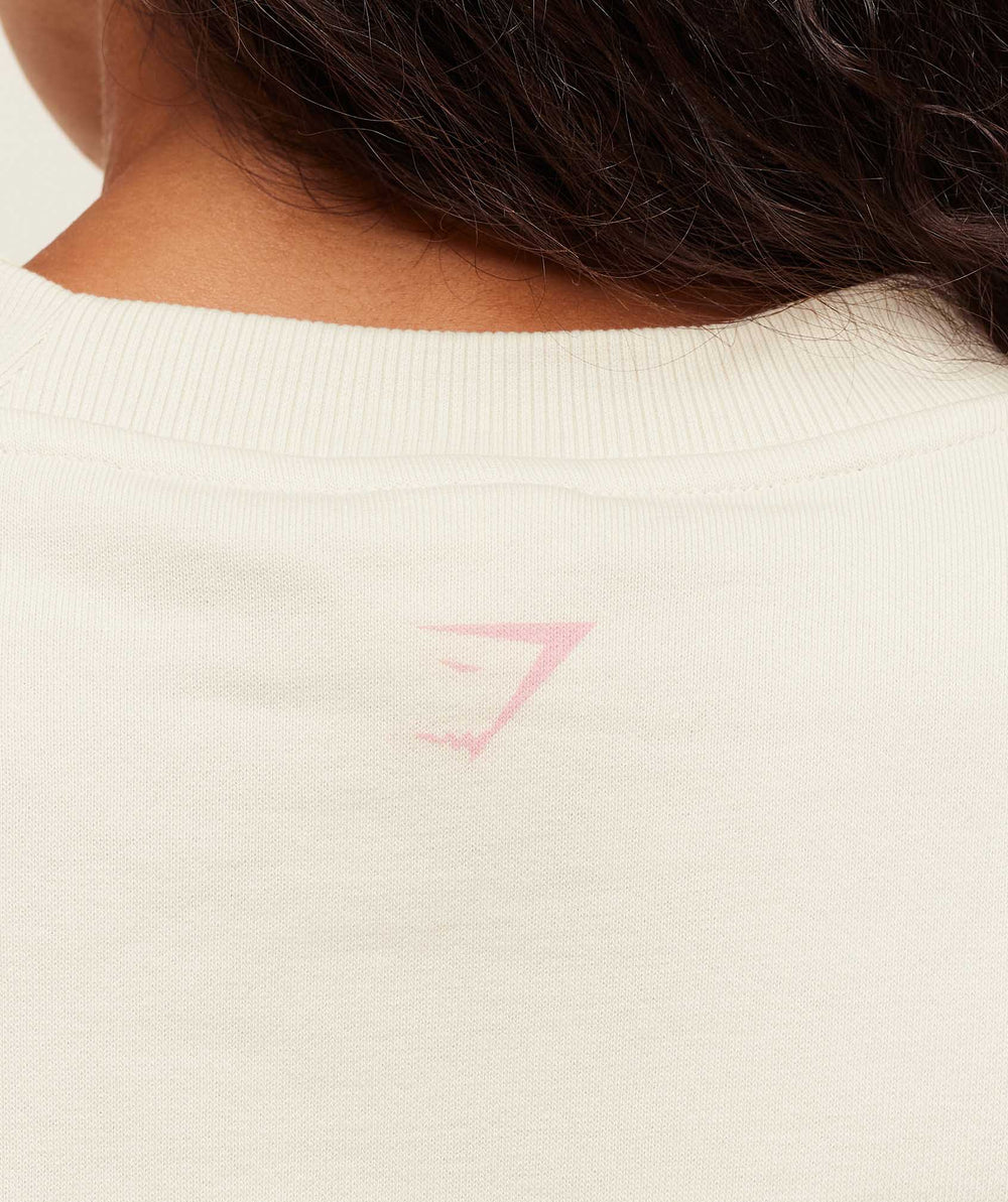 Lifting Club Graphic Oversized Crew Neck Oat White