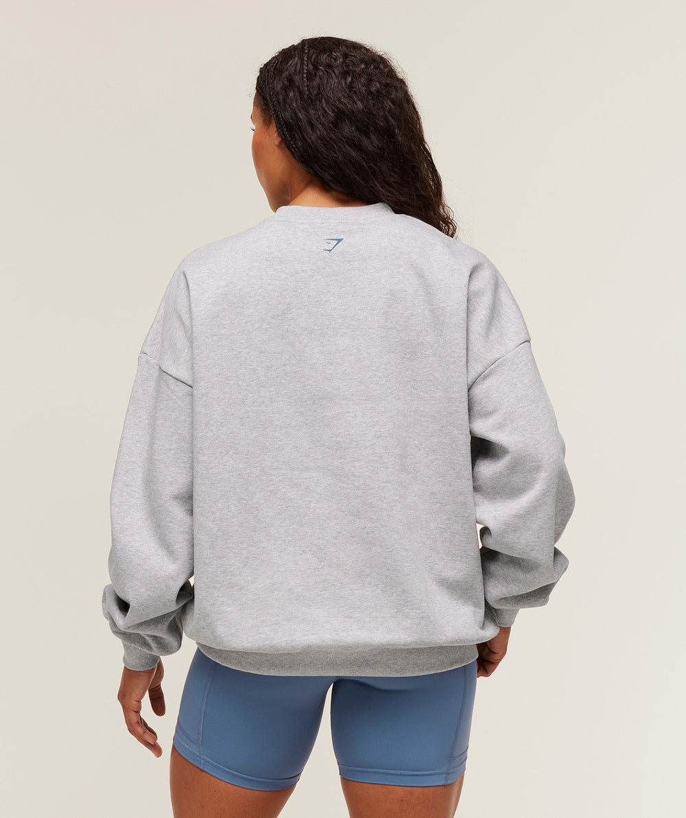 Lifting Club Graphic Oversized Crew Neck Light Grey Core Marl