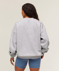 Lifting Club Graphic Oversized Crew Neck Light Grey Core Marl