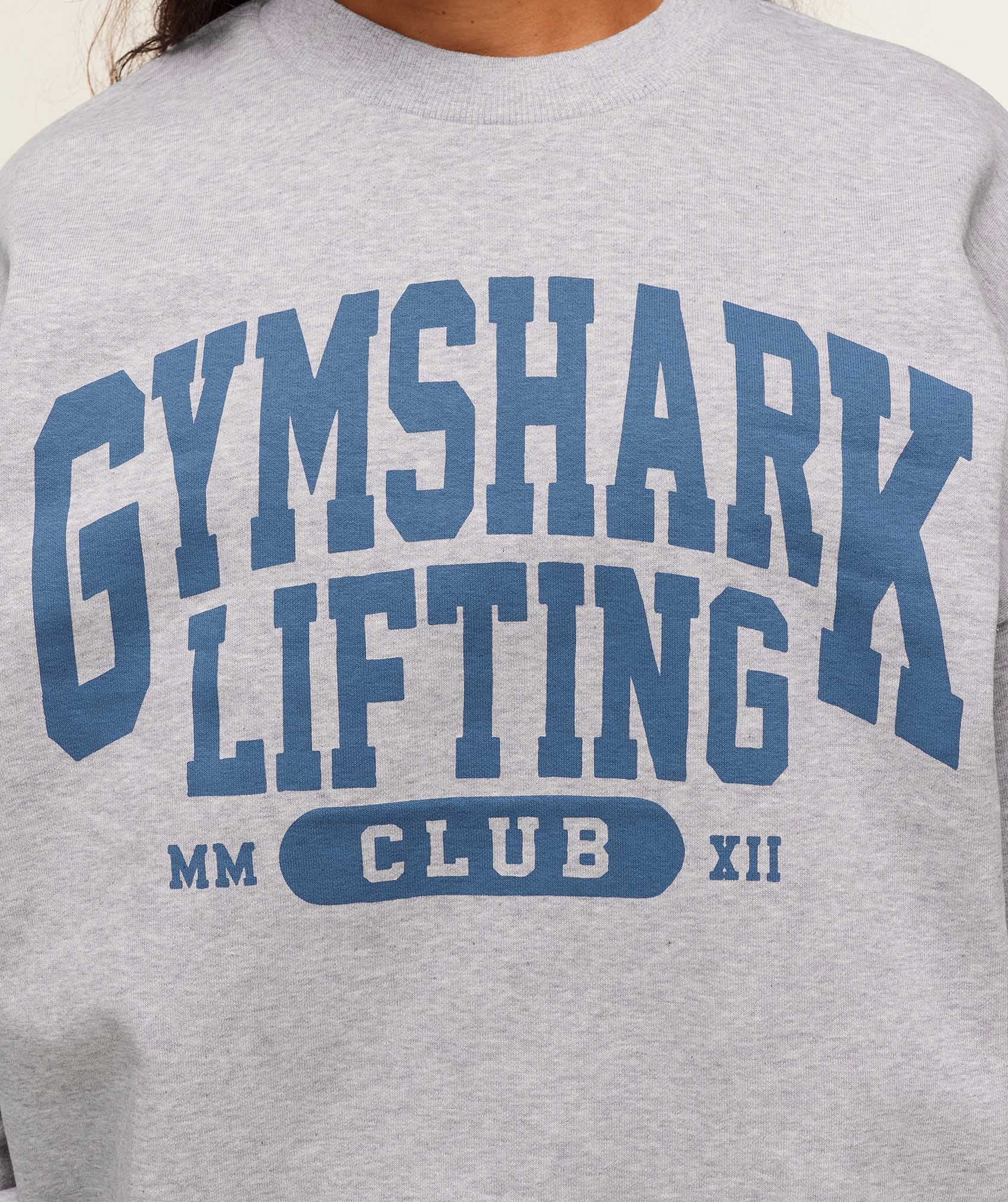 Lifting Club Graphic Oversized Crew Neck Light Grey Core Marl