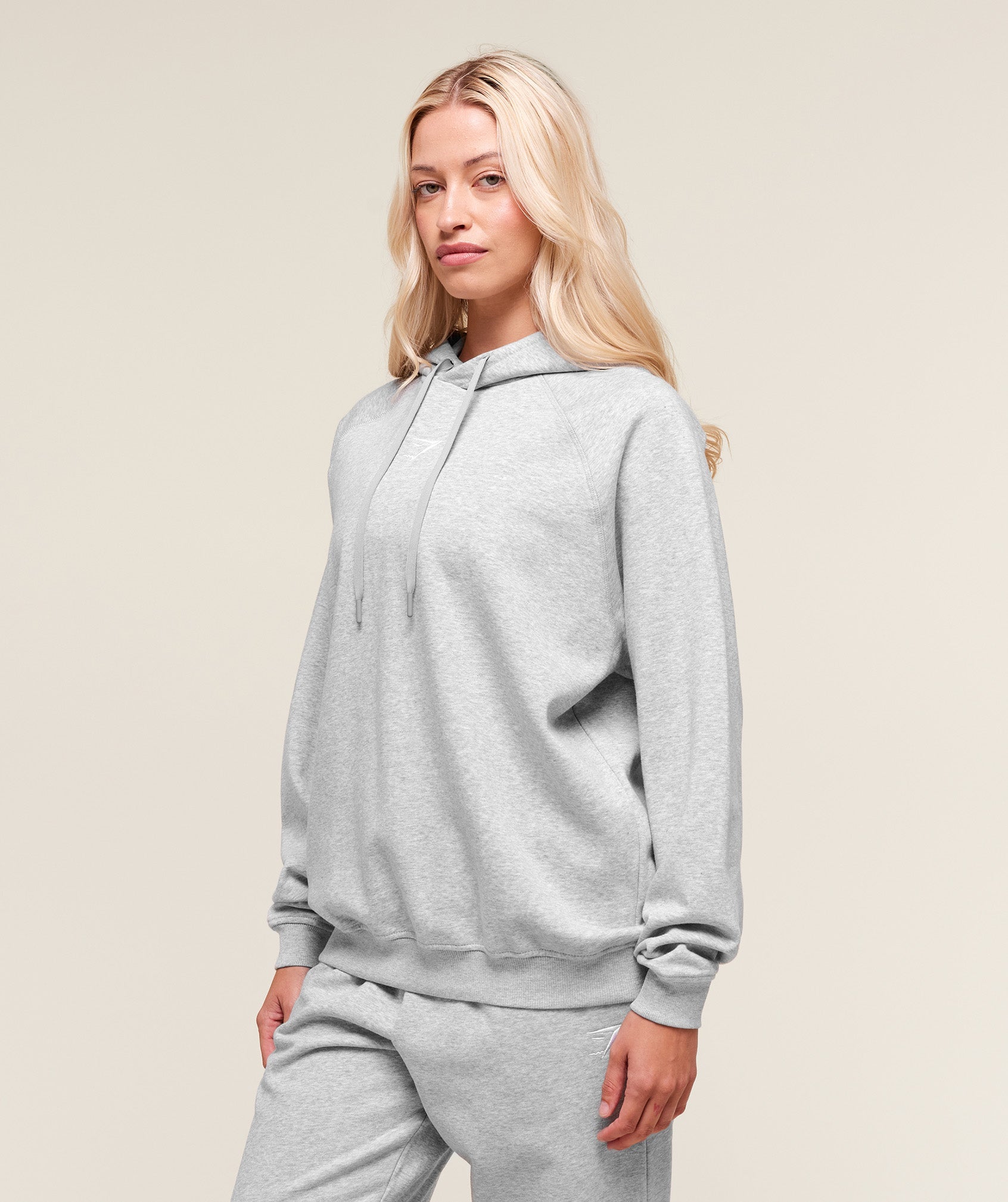 Training Oversized Fleece Hoodie Light Grey Core Marl