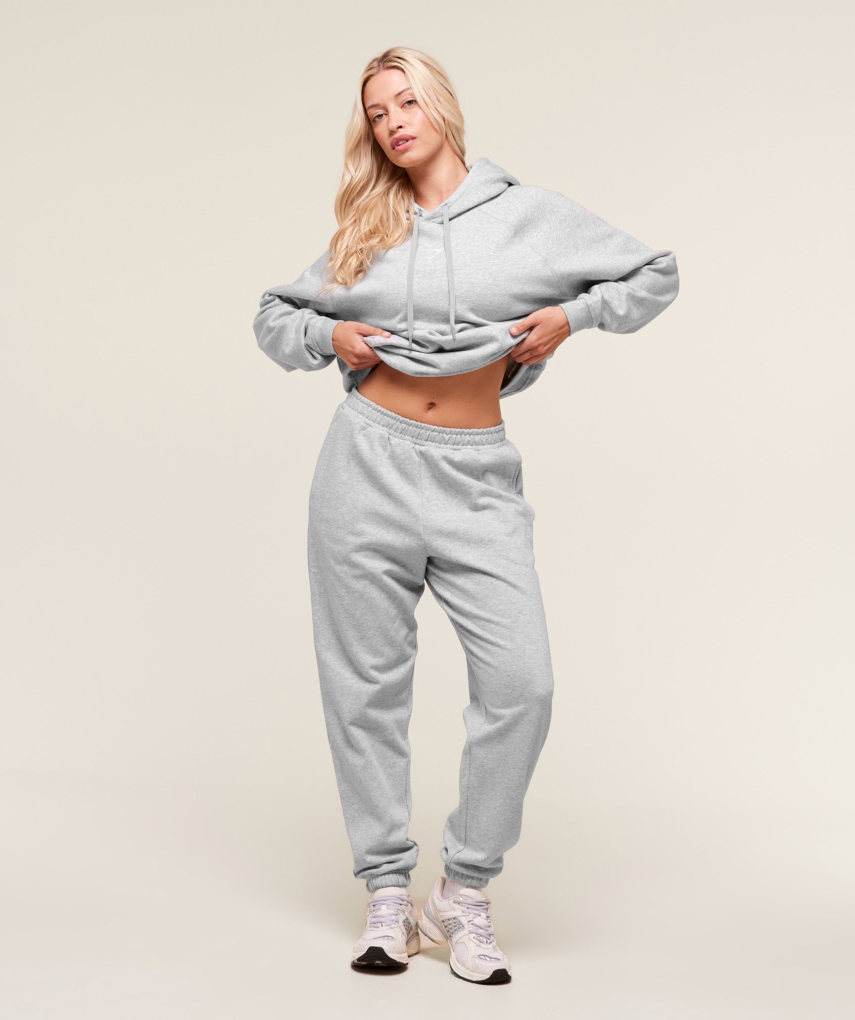 Training Oversized Fleece Hoodie Light Grey Core Marl