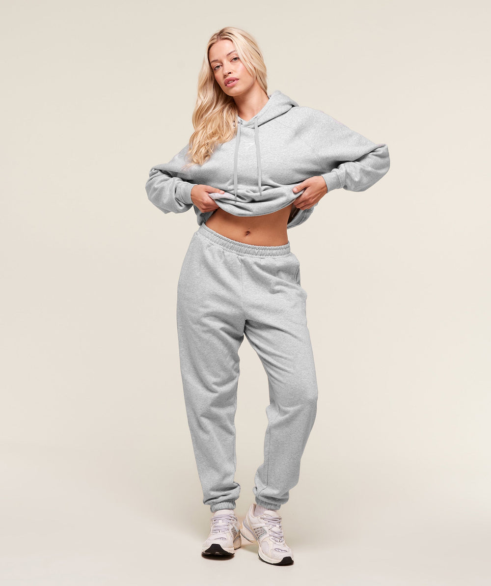 Training Oversized Fleece Hoodie Light Grey Core Marl