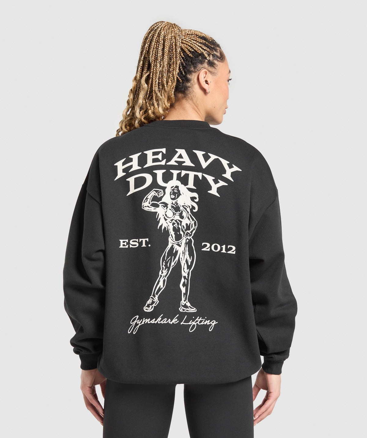 Heavy Duty Graphic Oversized Pullover Black