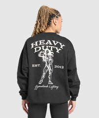 Heavy Duty Graphic Oversized Pullover Black