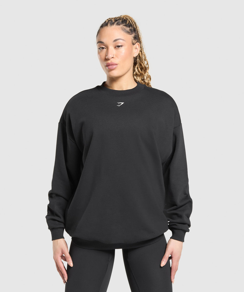 Heavy Duty Graphic Oversized Pullover Black