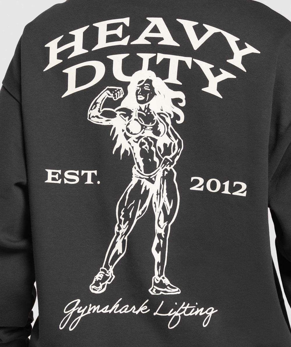 Heavy Duty Graphic Oversized Pullover Black
