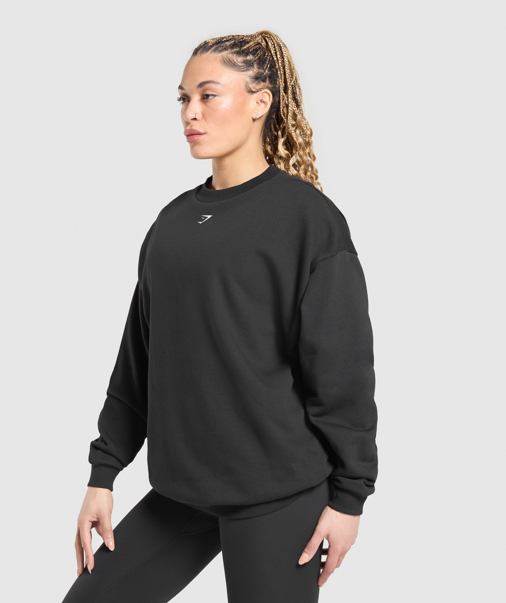 Heavy Duty Graphic Oversized Pullover Black