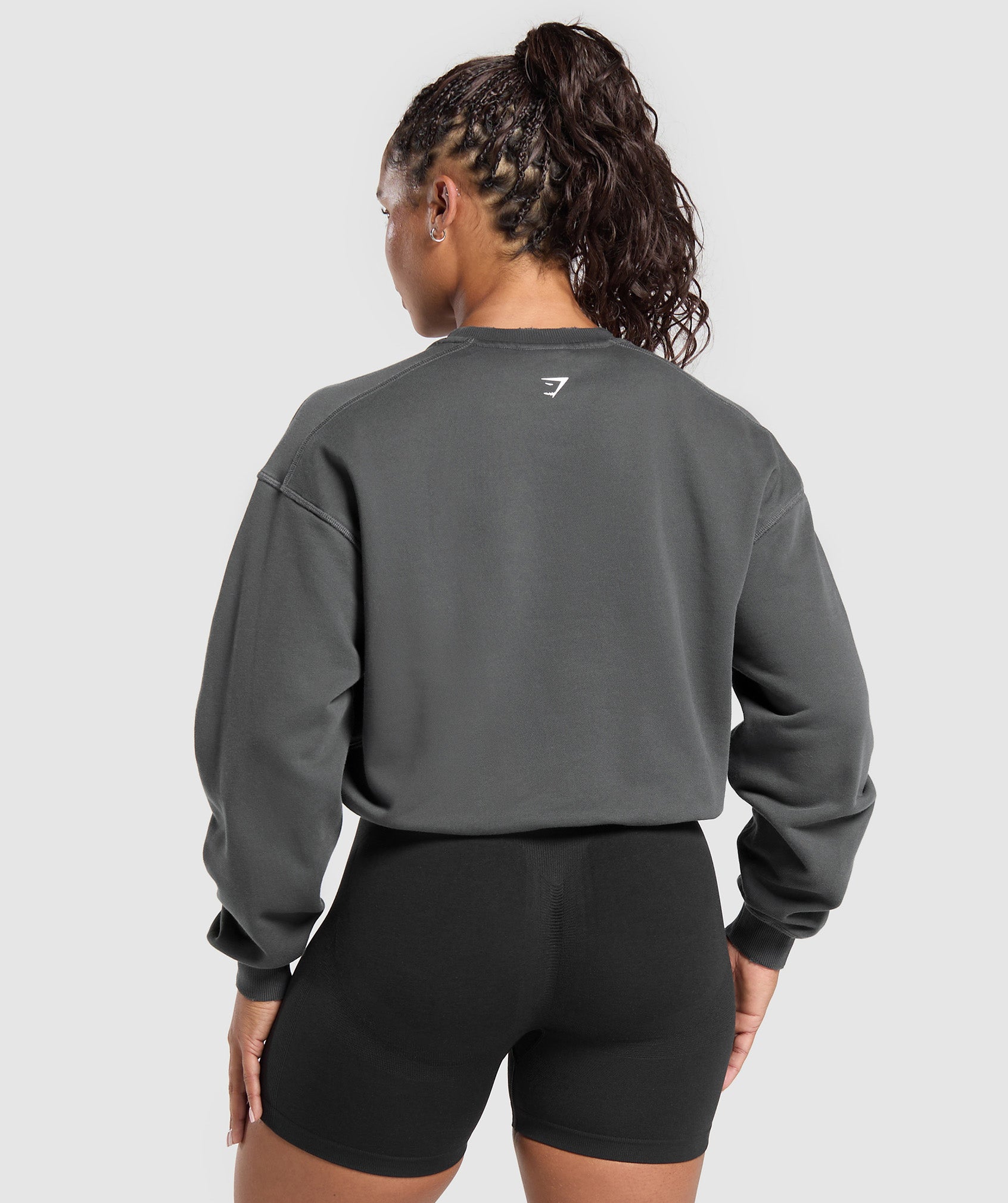 Gains Washed Loopback Crew Neck Asphalt Grey/Black