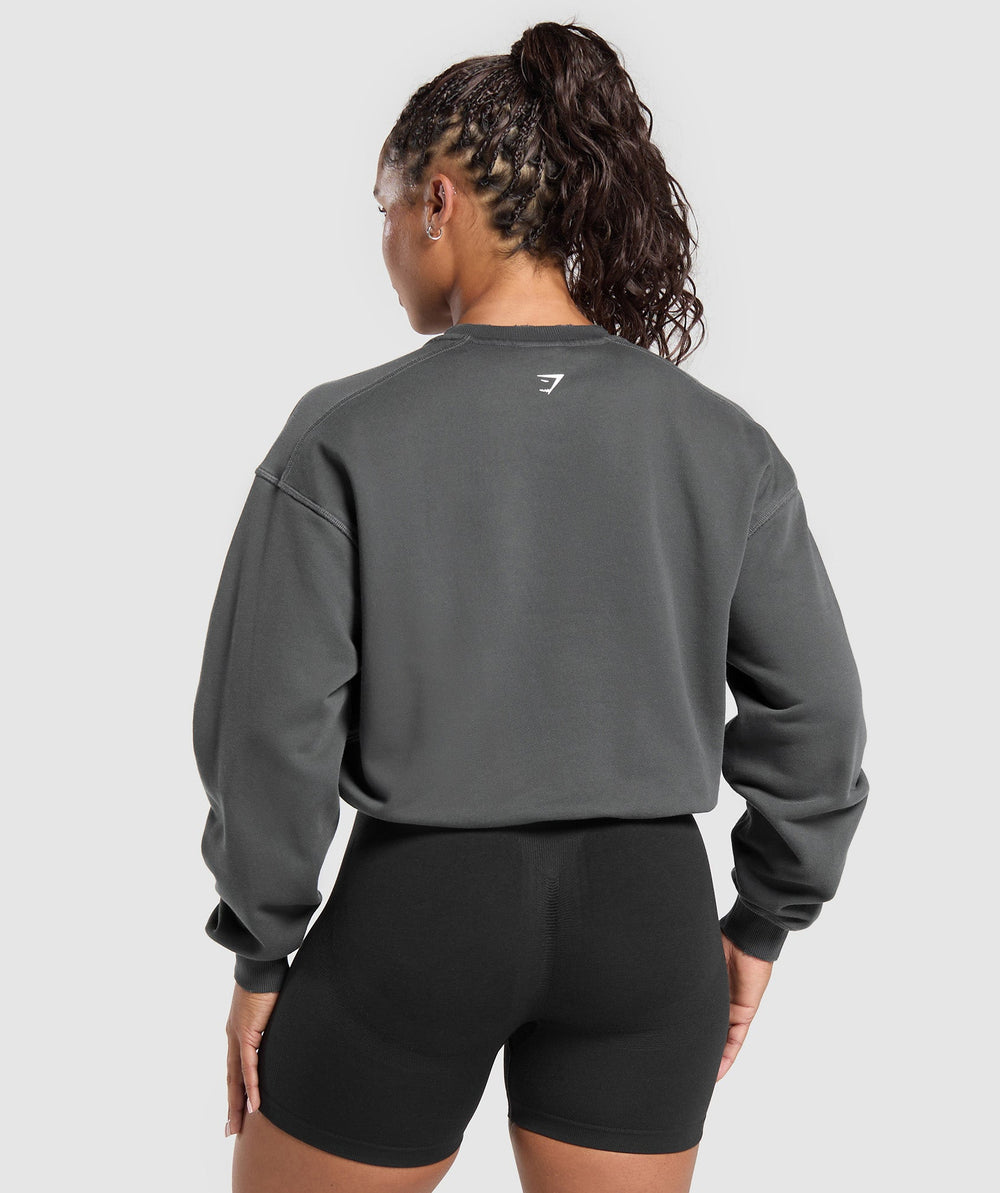 Gains Washed Loopback Crew Neck Asphalt Grey/Black