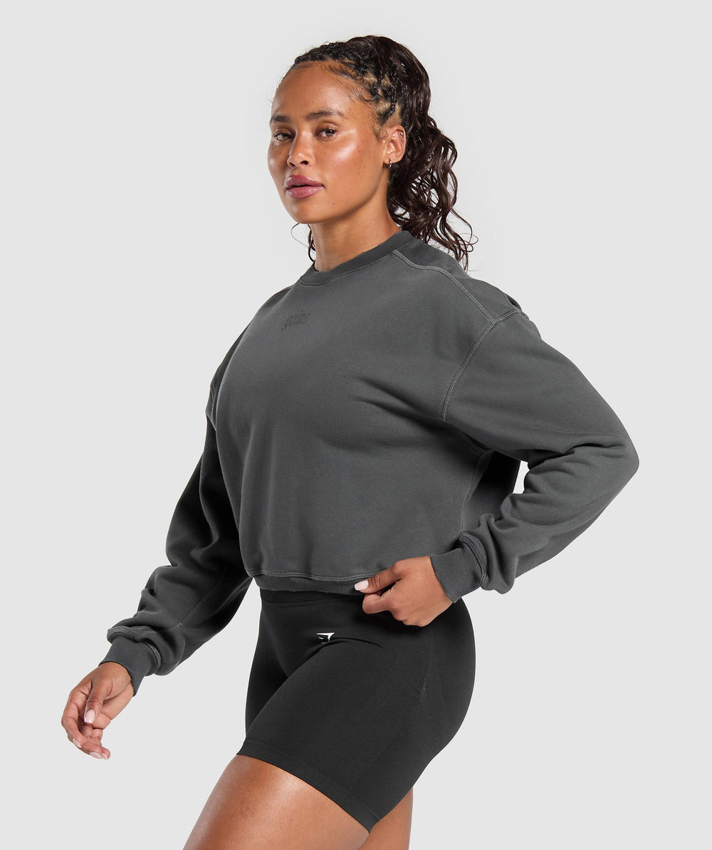 Gains Washed Loopback Crew Neck Asphalt Grey/Black