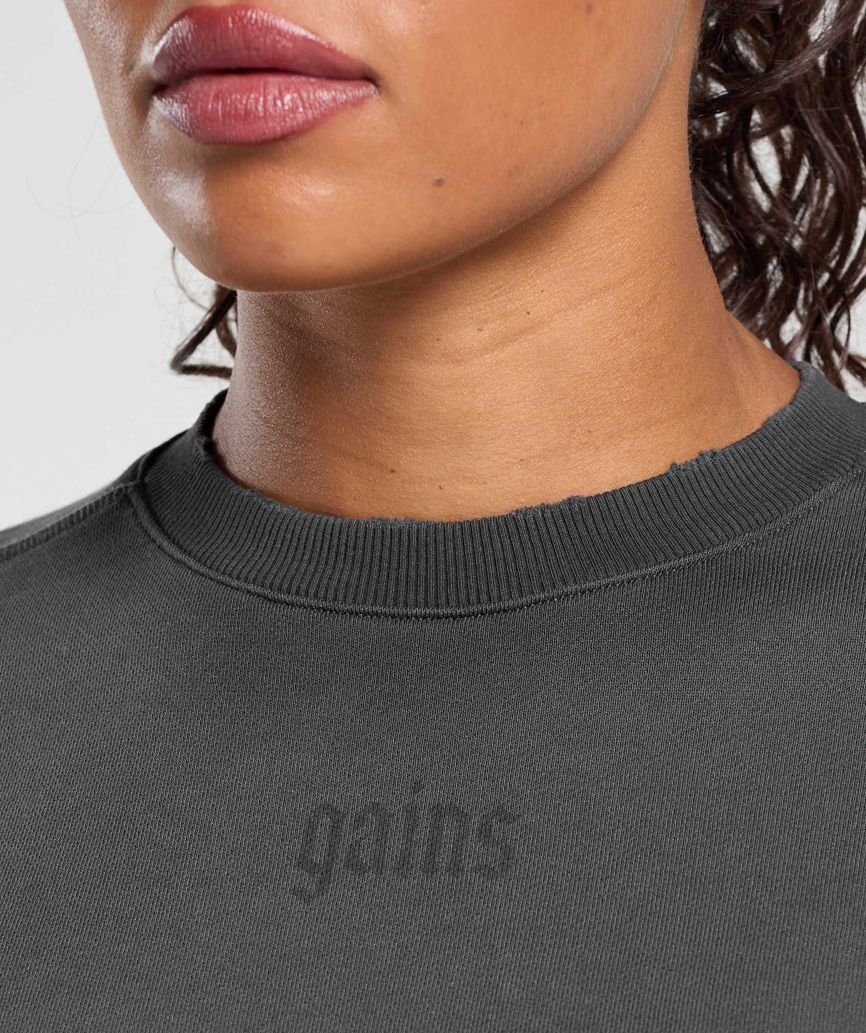 Gains Washed Loopback Crew Neck Asphalt Grey/Black