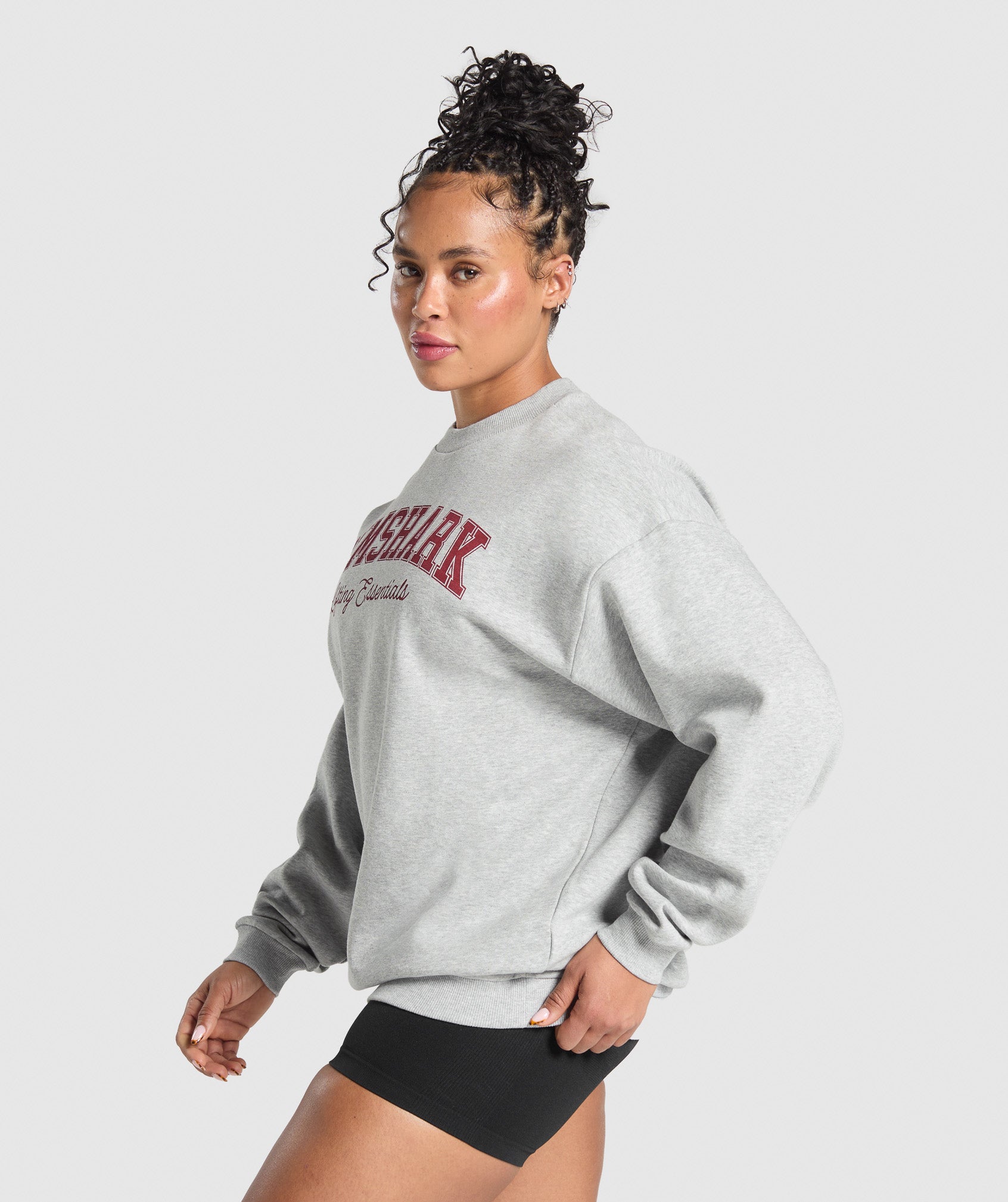 Lifting Essentials Graphic Brushed Oversized Sweatshirt Light Grey Core Marl