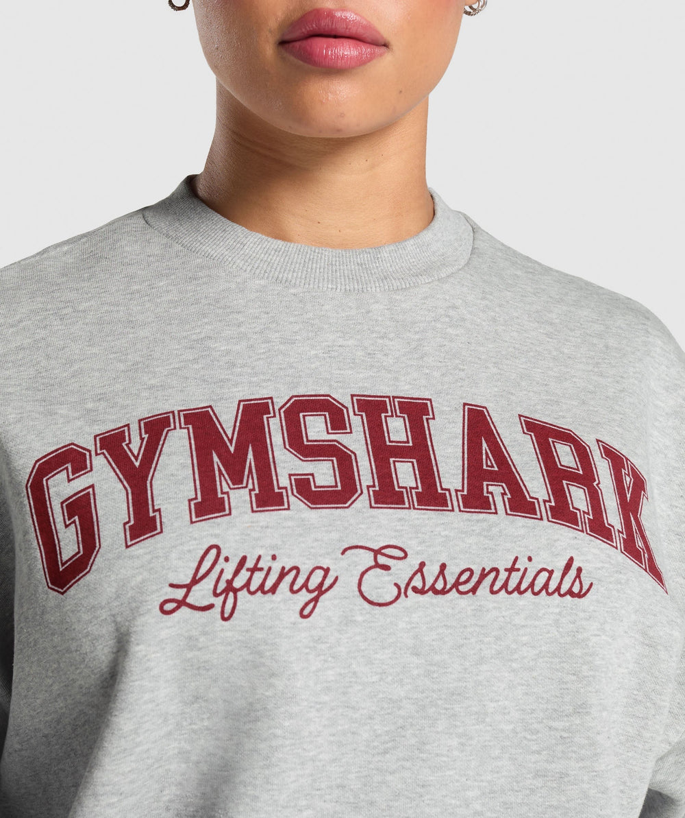 Lifting Essentials Graphic Brushed Oversized Sweatshirt Light Grey Core Marl
