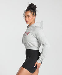 Lifting Essentials Graphic Cropped Hoodie Light Grey Core Marl