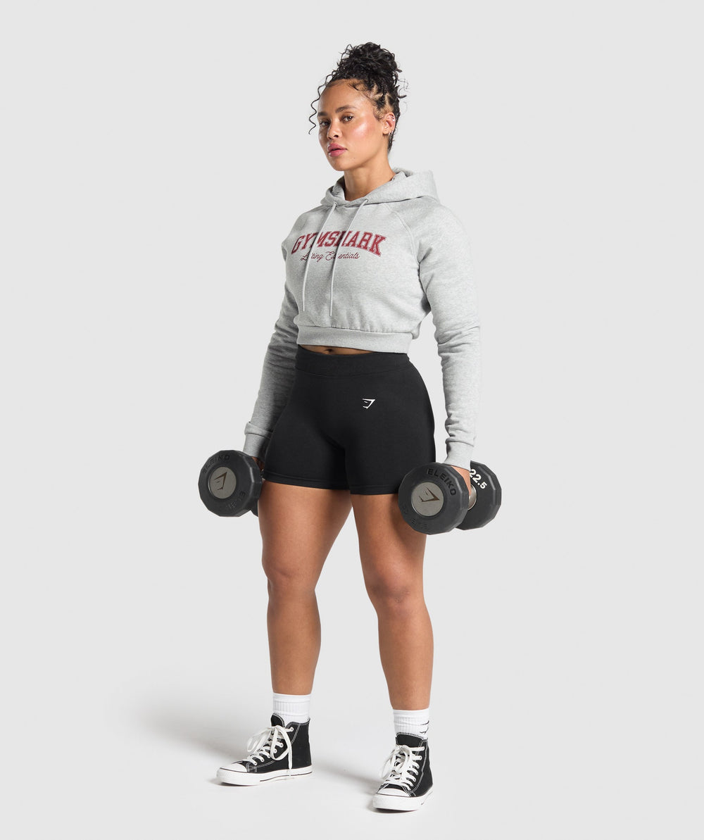 Lifting Essentials Graphic Cropped Hoodie Light Grey Core Marl