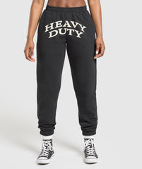 Heavy Duty Graphic Loopback Jogger Black