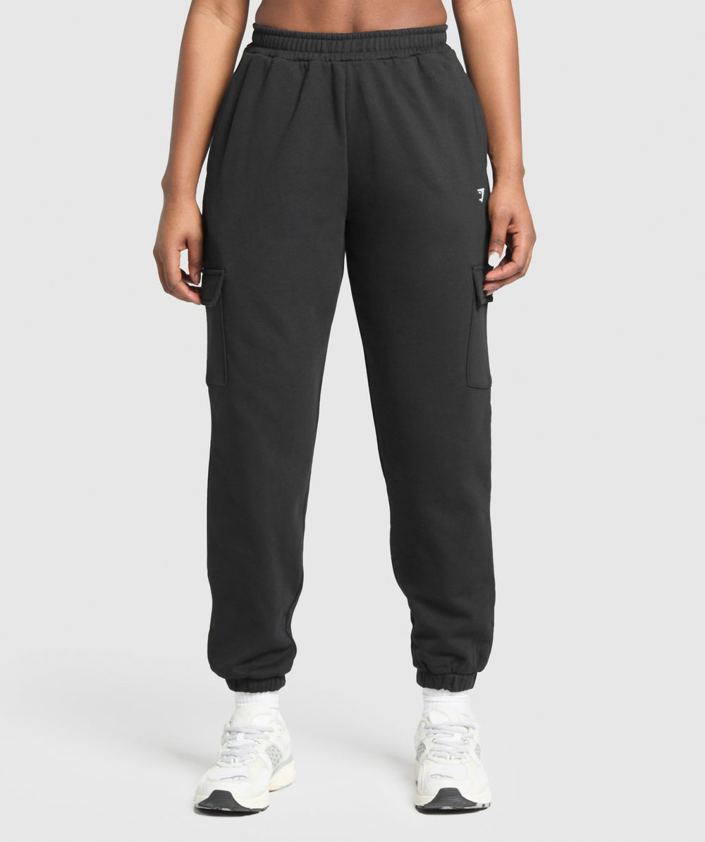 Fleece Cargo Joggers Black