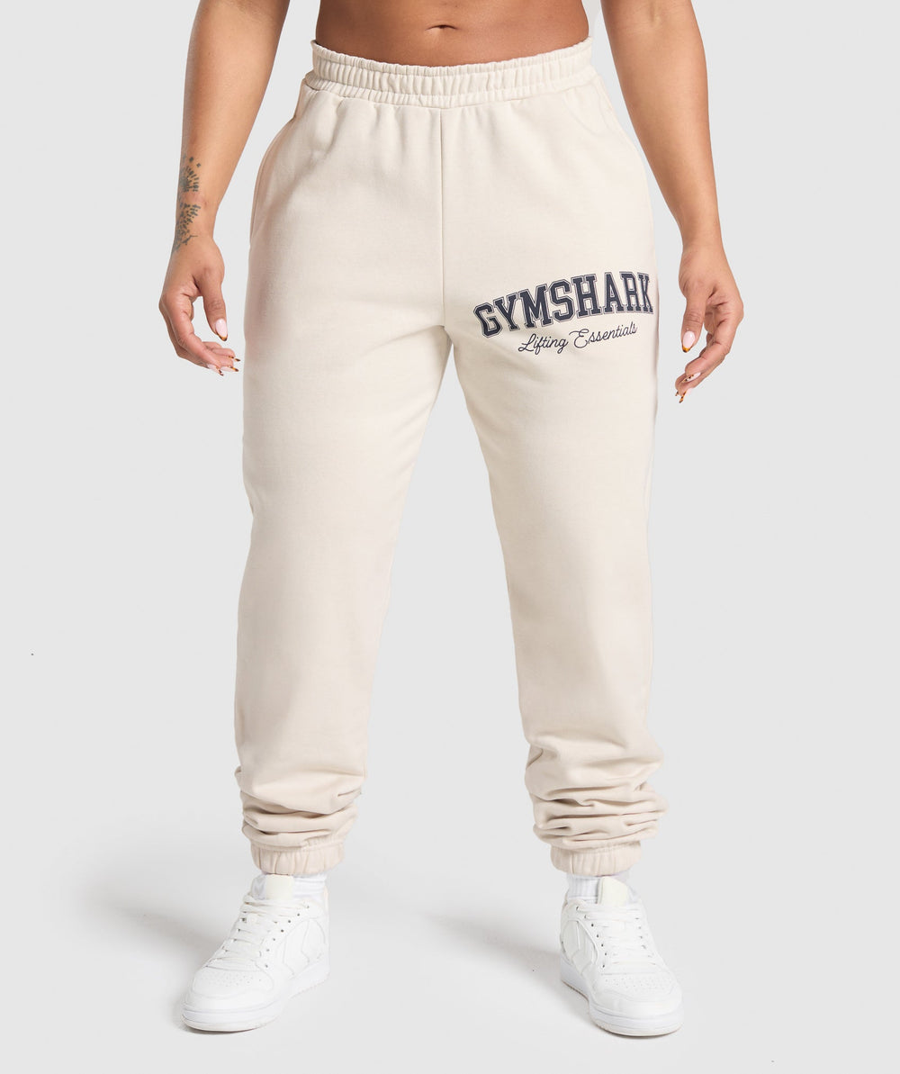 Lifting Essentials Graphic Brushed Oversized Joggers Oat White