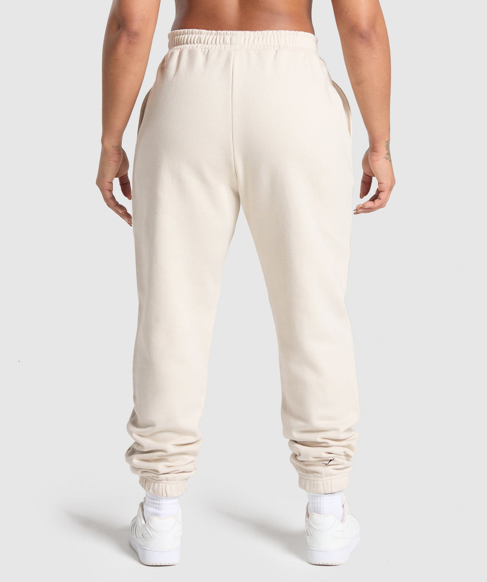 Lifting Essentials Graphic Brushed Oversized Joggers Oat White