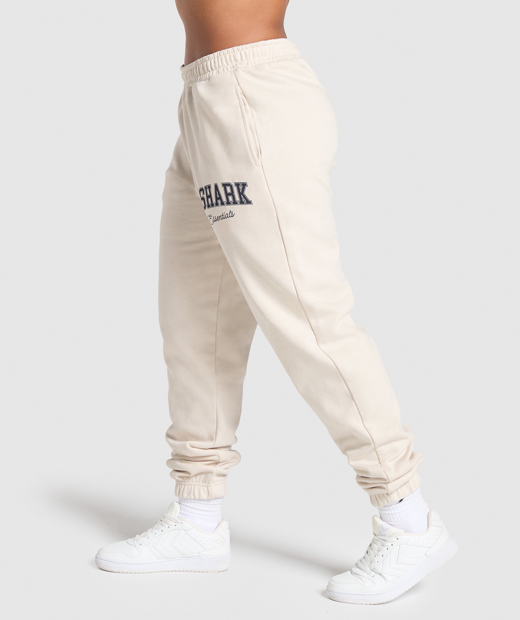 Lifting Essentials Graphic Brushed Oversized Joggers Oat White