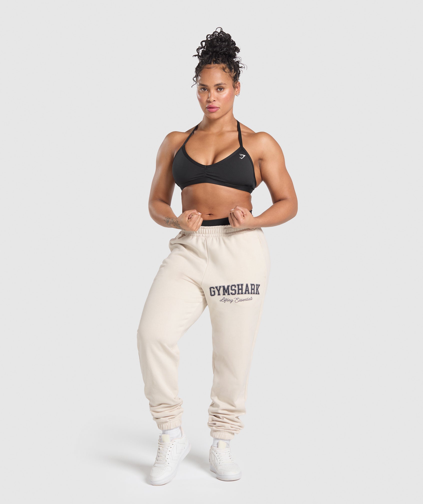 Lifting Essentials Graphic Brushed Oversized Joggers Oat White