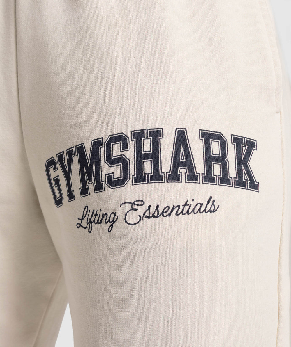 Lifting Essentials Graphic Brushed Oversized Joggers Oat White
