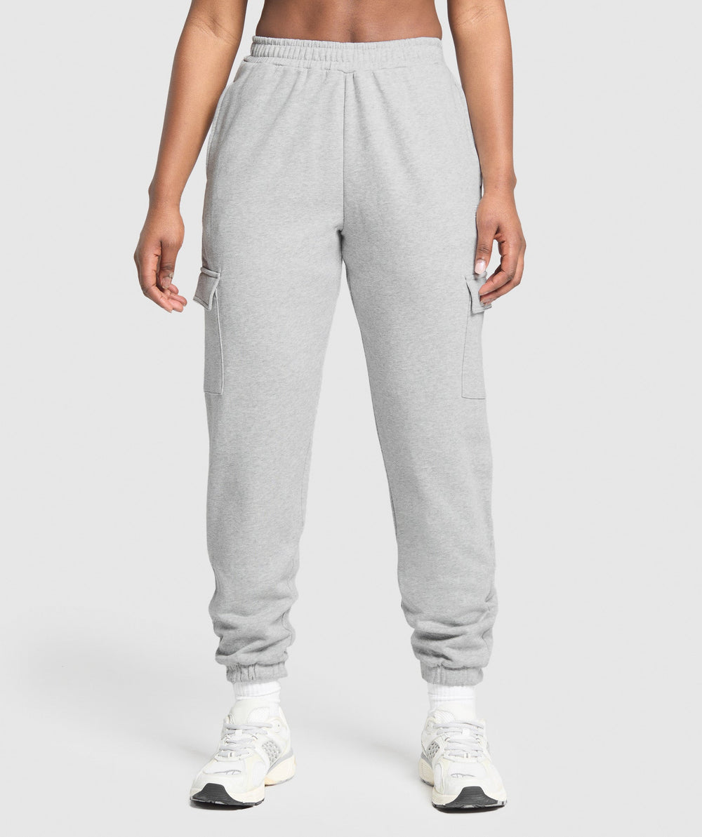 Fleece Cargo Joggers Light Grey Core Marl