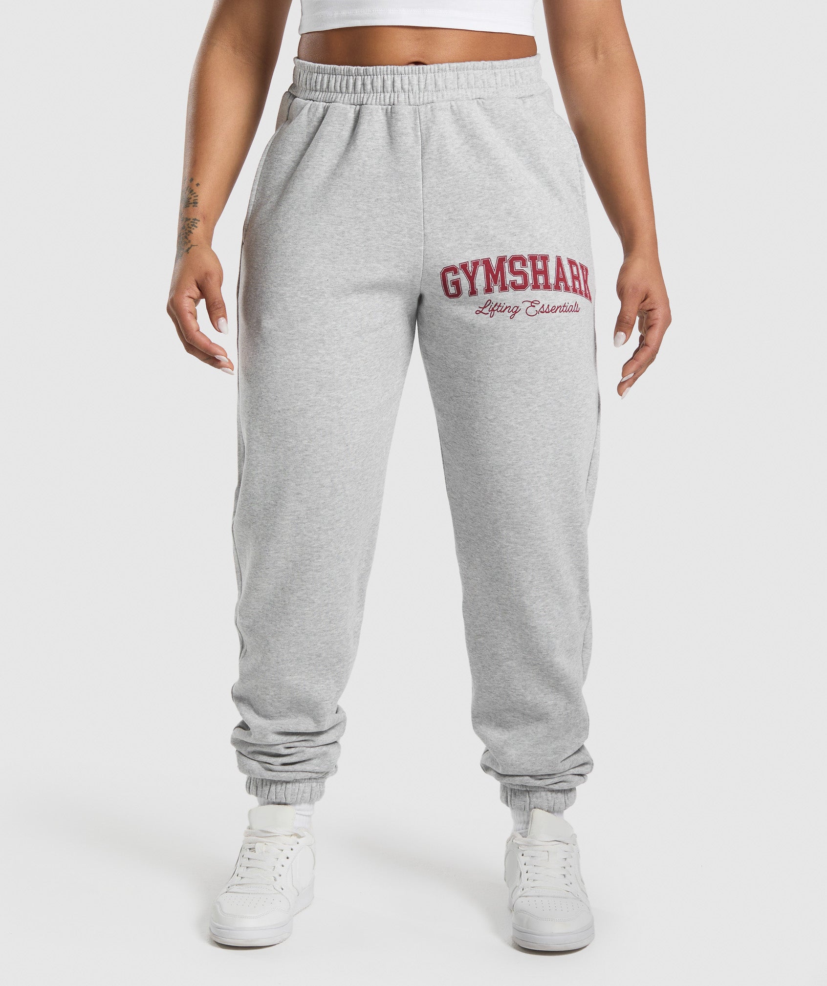 Lifting Essentials Graphic Brushed Oversized Joggers Light Grey Core Marl