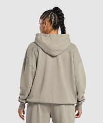 Power Oversized Zip Hoodie Linen Brown/Acid Wash