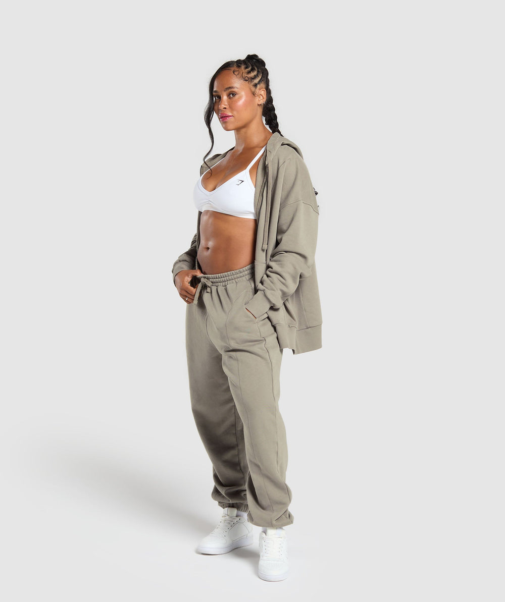 Power Oversized Zip Hoodie Linen Brown/Acid Wash