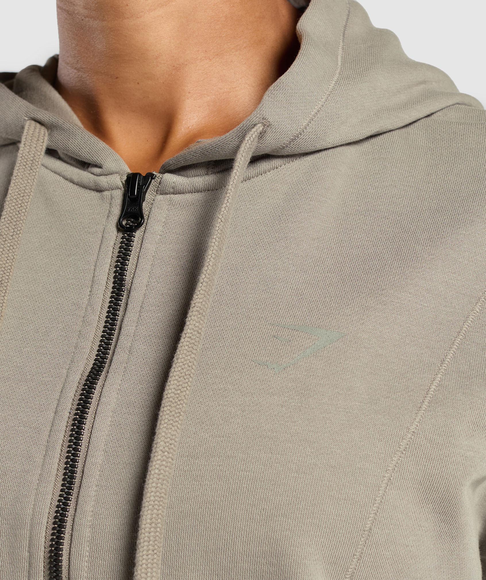 Power Oversized Zip Hoodie Linen Brown/Acid Wash