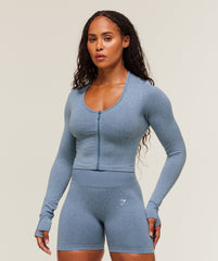 Lift Seamless Zip Up Jacket Worn Blue/Peri Blue Marl