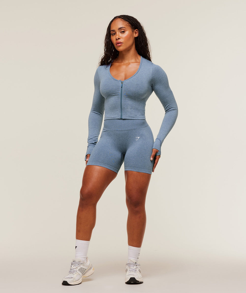 Lift Seamless Zip Up Jacket Worn Blue/Peri Blue Marl
