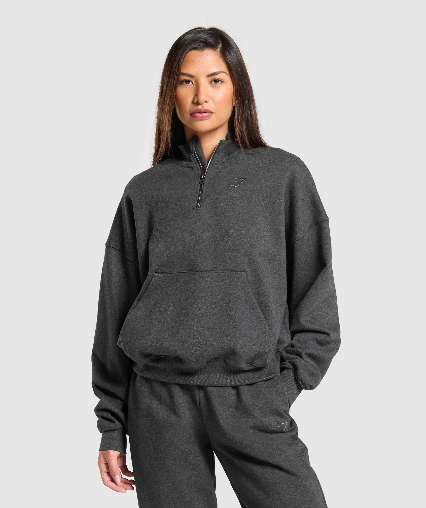 Rest Day Sweats 1/2 Zip Pullover Black Core Marl