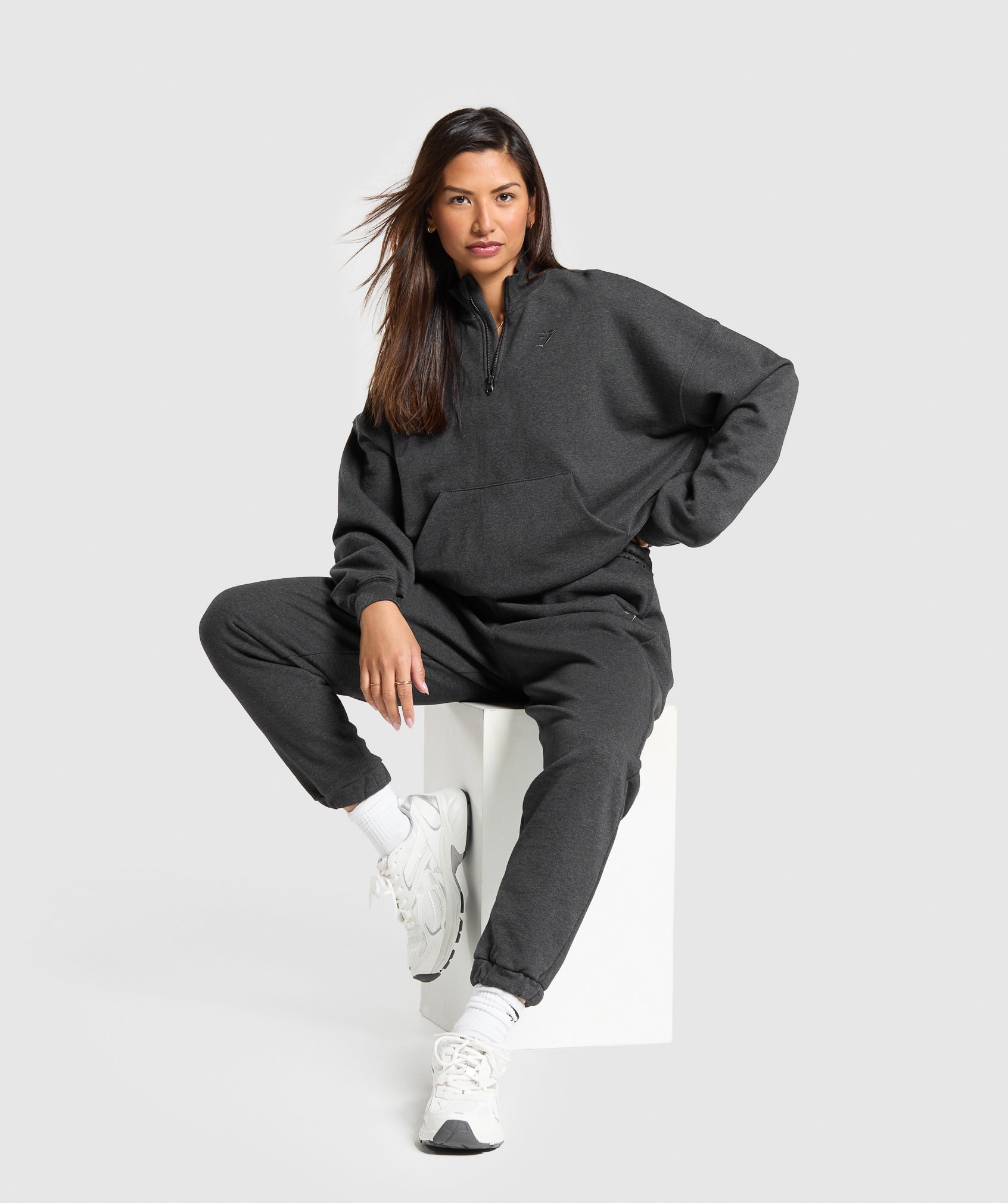 Rest Day Sweats 1/2 Zip Pullover Black Core Marl