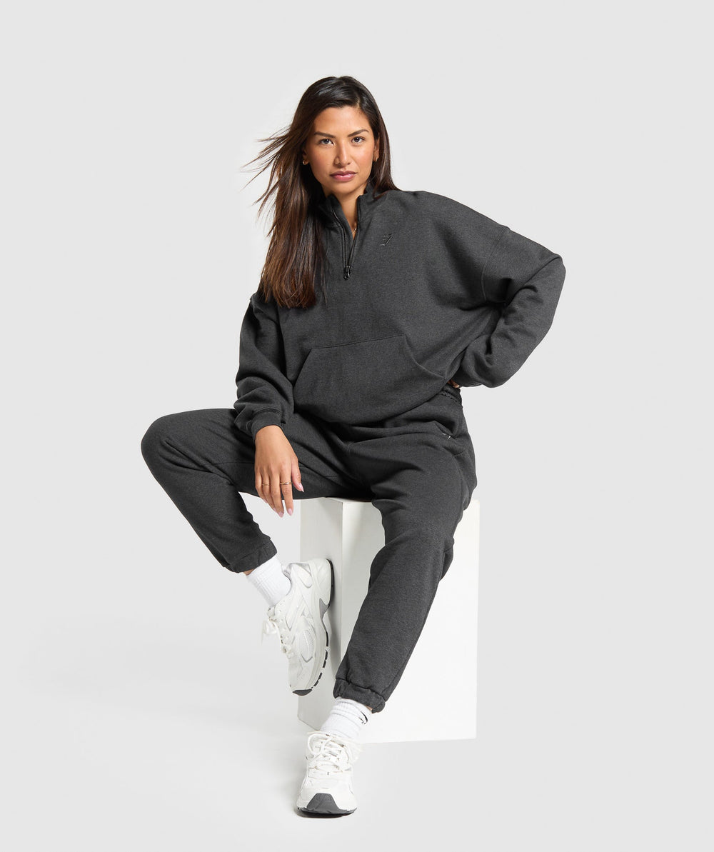 Rest Day Sweats 1/2 Zip Pullover Black Core Marl