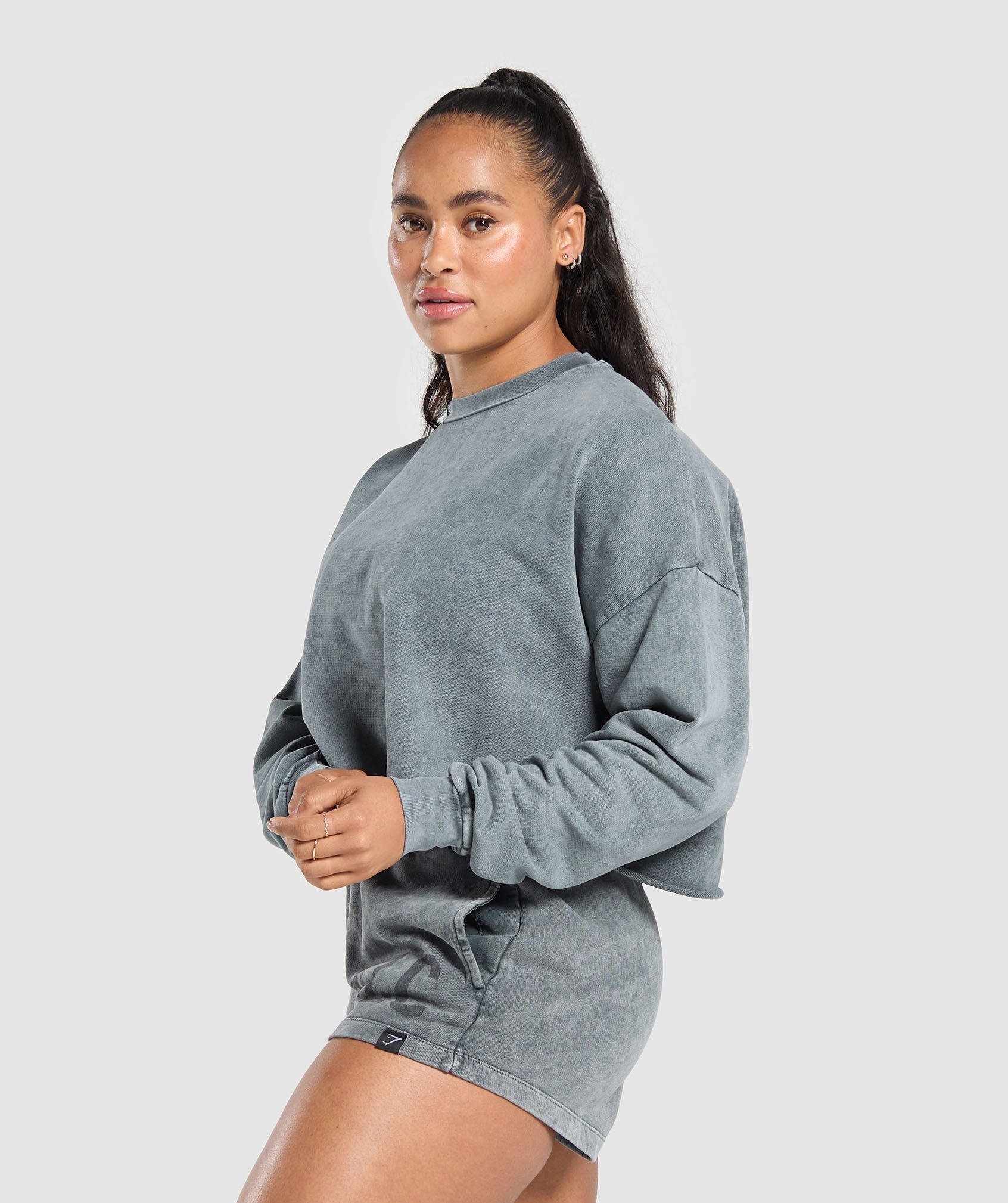 Collegiate Shadow Washed Midi Sweatshirt Asphalt Grey