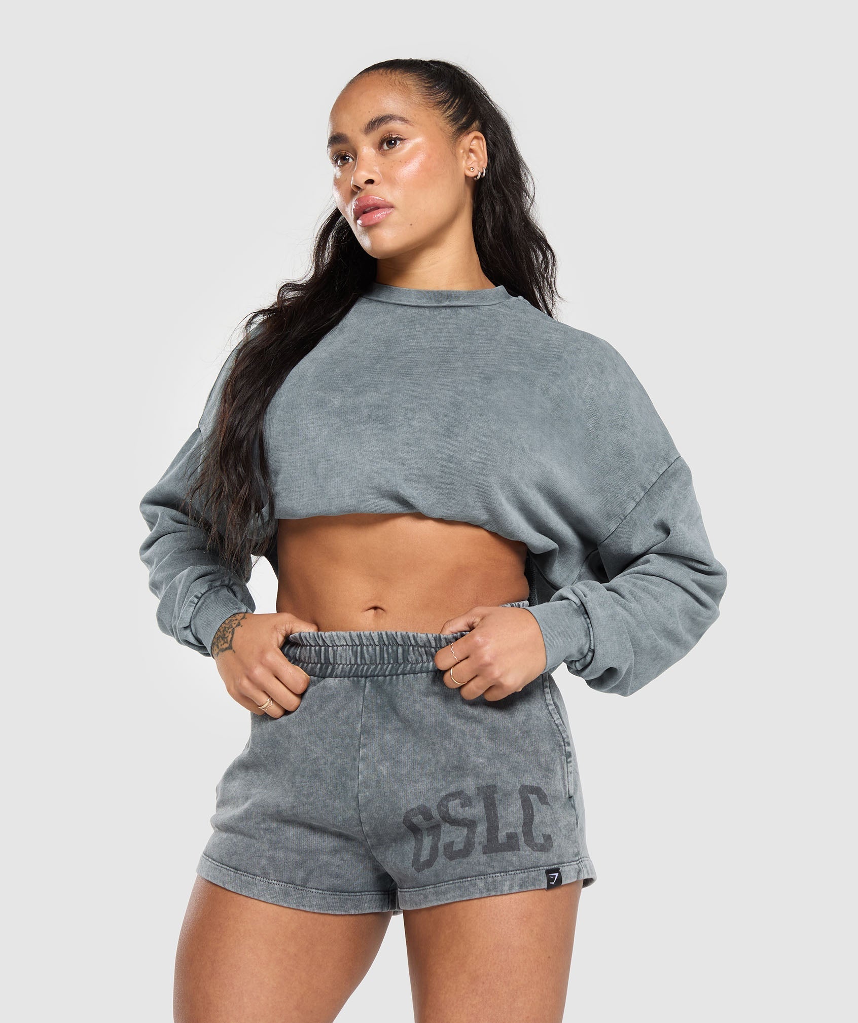 Collegiate Shadow Washed Midi Sweatshirt Asphalt Grey