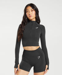 Vital Midi Zip Up Jacket Black Marl