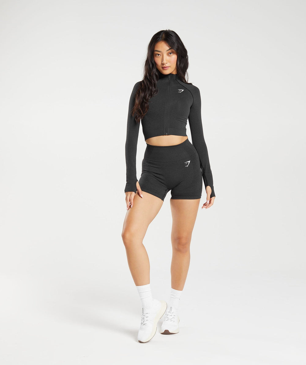 Vital Midi Zip Up Jacket Black Marl